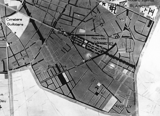 Quartier Mermoz : plan directeur de la Ville de Lyon par J.M. Lambert (30/06/1942, cote : 38PH/240, détail)