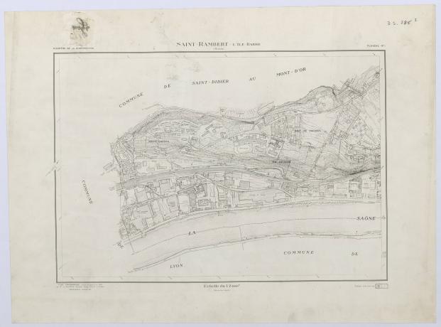 Saint-Rambert-l'Ile-Barbe : plan gravé de la partie sud par le ministère de la Construction (1962, cote : 3S/785/1)