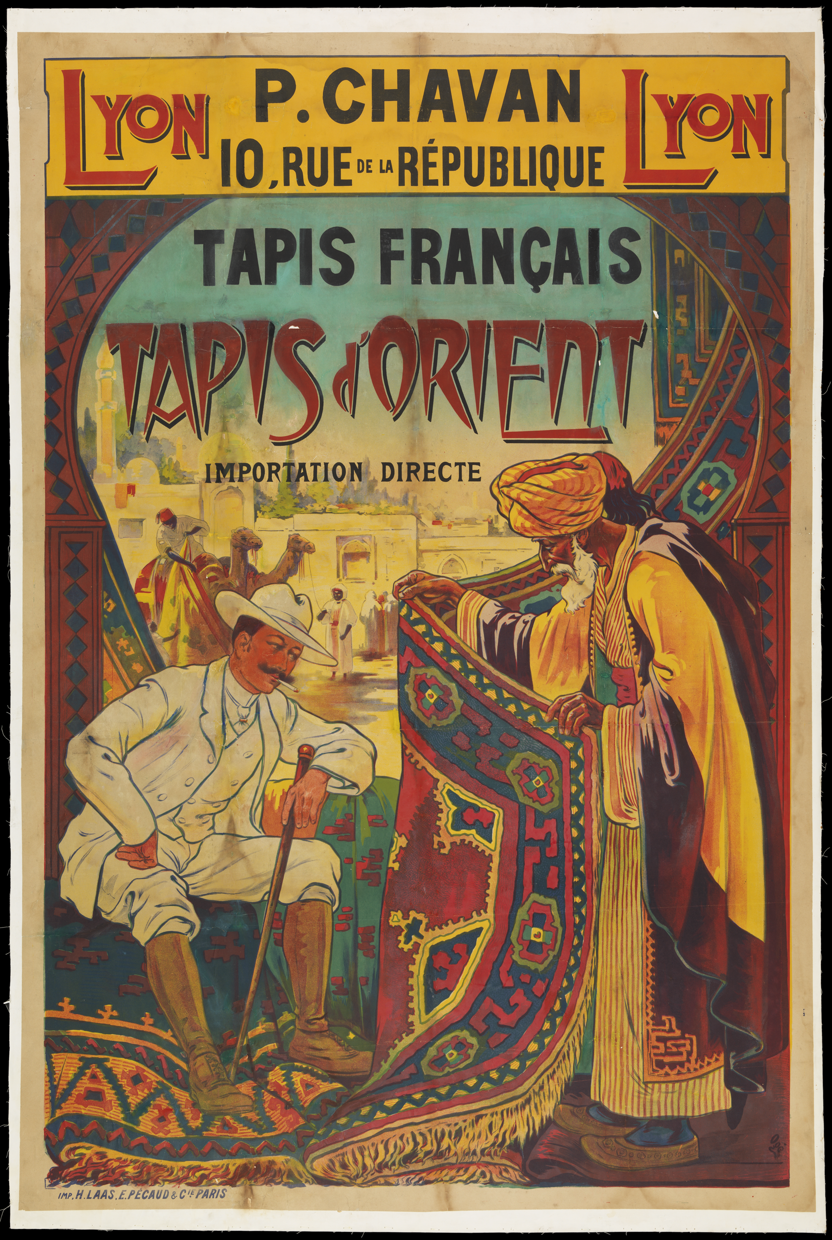 P. Chavan, tapis d’Orient, 10, rue de la République affiche d’Eugène Ogé, vers 1898 - Archives municipales de Lyon, 7FI/2287
