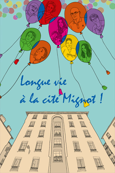 Affiche de l'exposition "Longue vie à la cité Mignot"