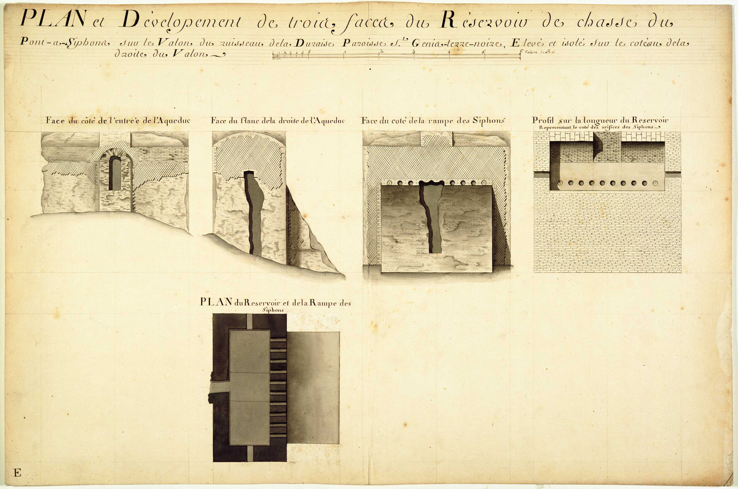 Réservoir de Leymieux- Canal de l'aqueduc du Gier et décor en appareil réticulé. Guillaume Marie Delorme - 39fi/11