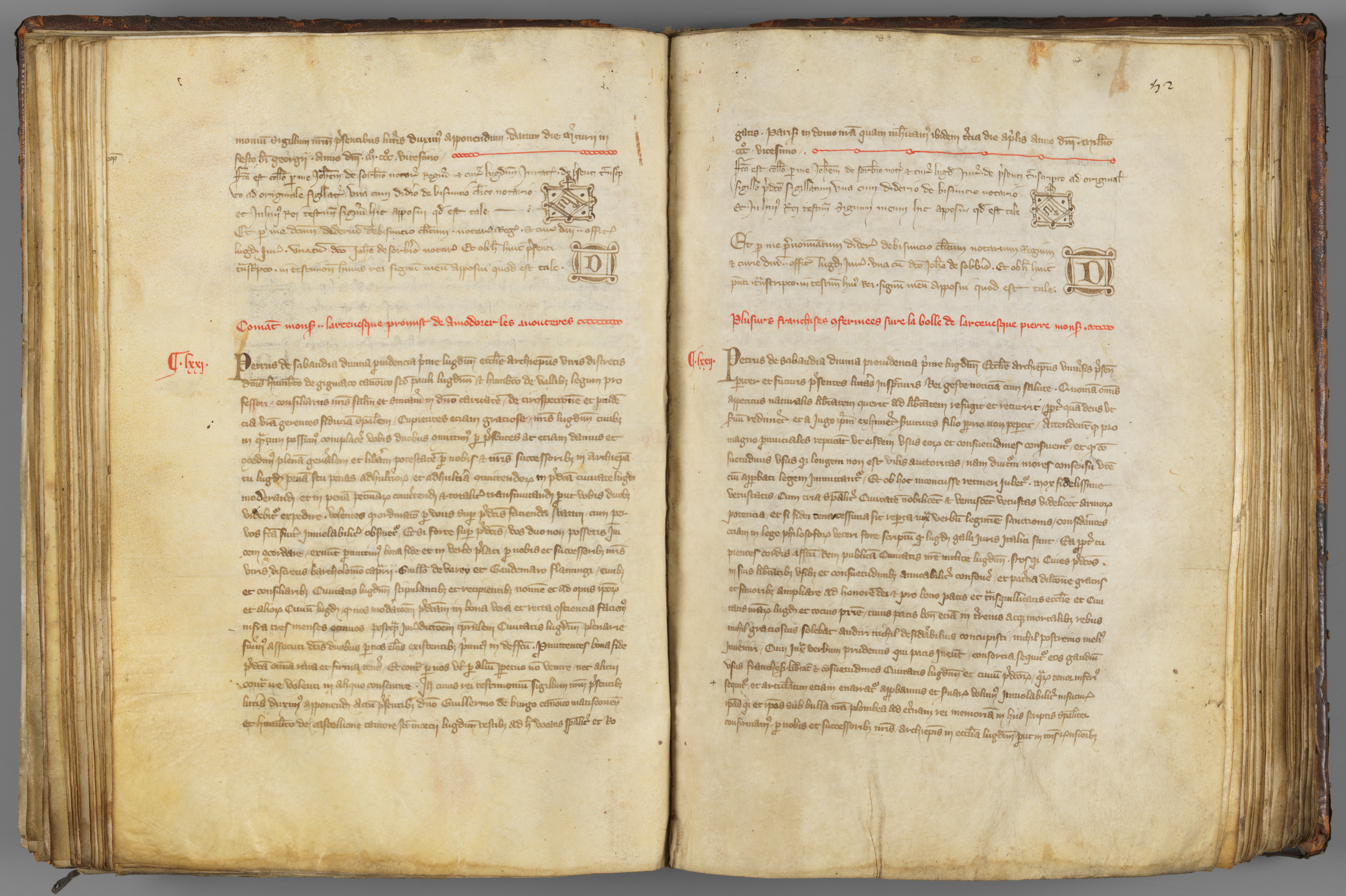 Copie authentique de la charte sapaudine du 21 juin 1320, extr. du cartulaire d'Etienne de Villeneuve (1336, AA/1, folio 51v-52r)