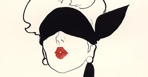 Affiche dessinée d'une femme avec un foulard sur les yeux