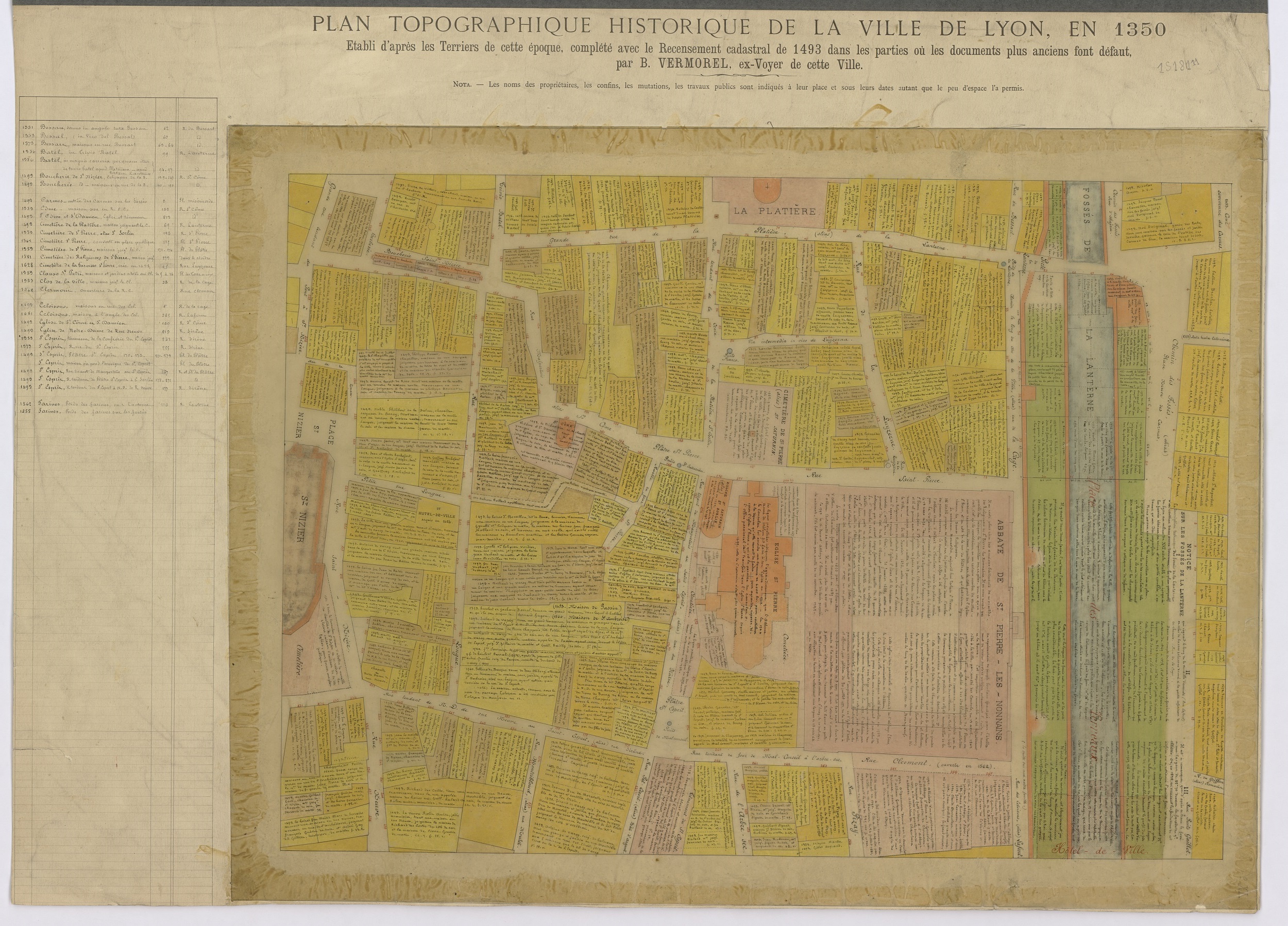 Une des planches les plus abouties du plan topographique, secteur des Terreaux et de Saint-Nizier (1S/181/11)