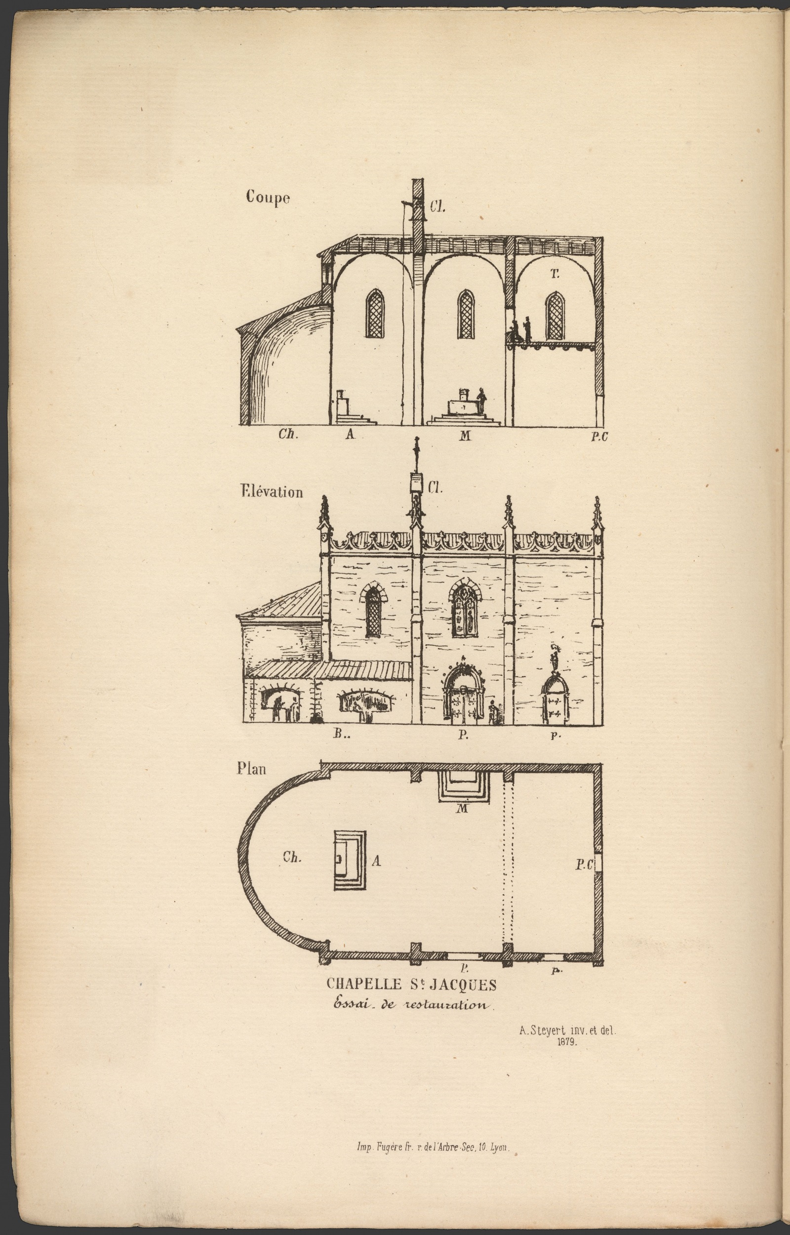 Chapelle Saint-Jacquême, restitution par A. Steyert, 1879 (1 C/309193, extr. pl. 1)