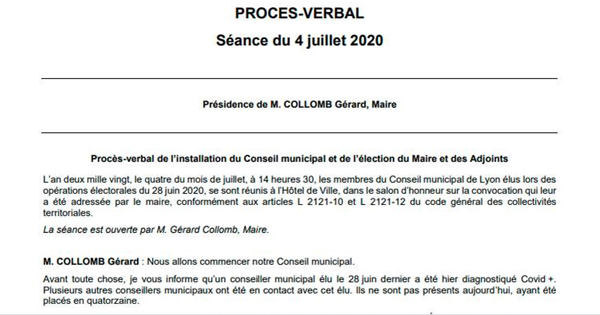 Extrait du procès-verbal du 4 juillet 2020 - 2C/401683/SAL