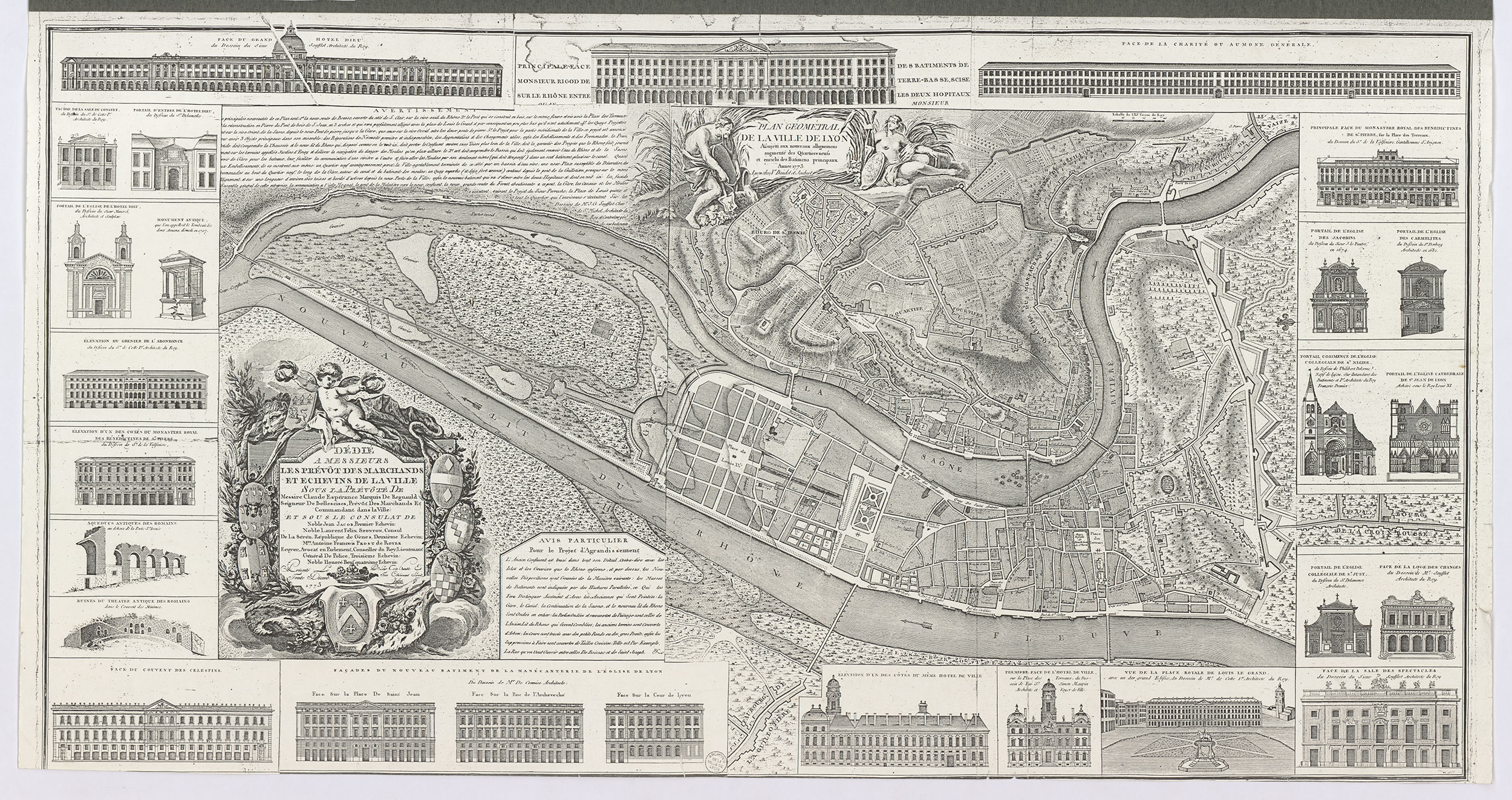 Plan de la Ville de Lyon daté de 1773 - 1S/90