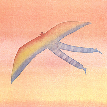 Extrait d'une affiche de Jean-Michel Folon présentant un homme volant