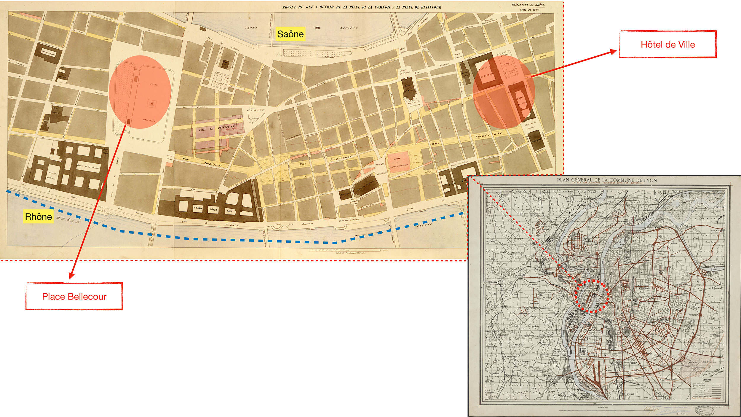 Carte repères du plan de la rue Impériale