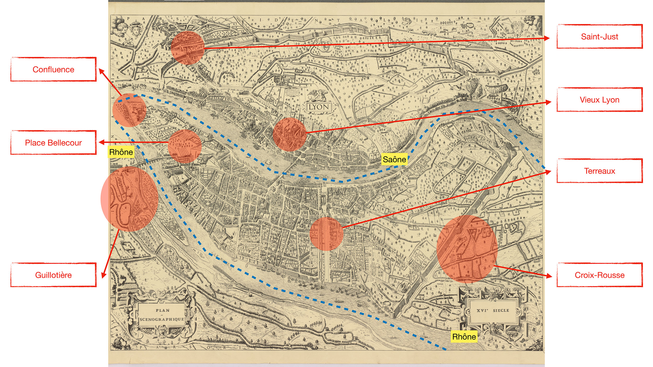 Carte repère du plan scénographique de Lyon