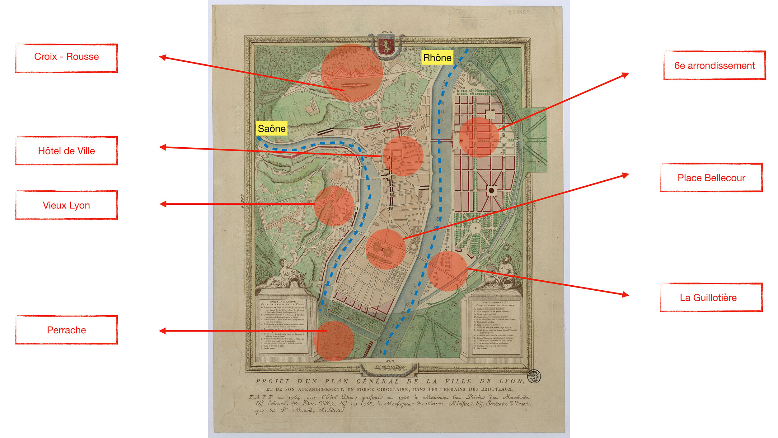 Carte repères du plan Morand