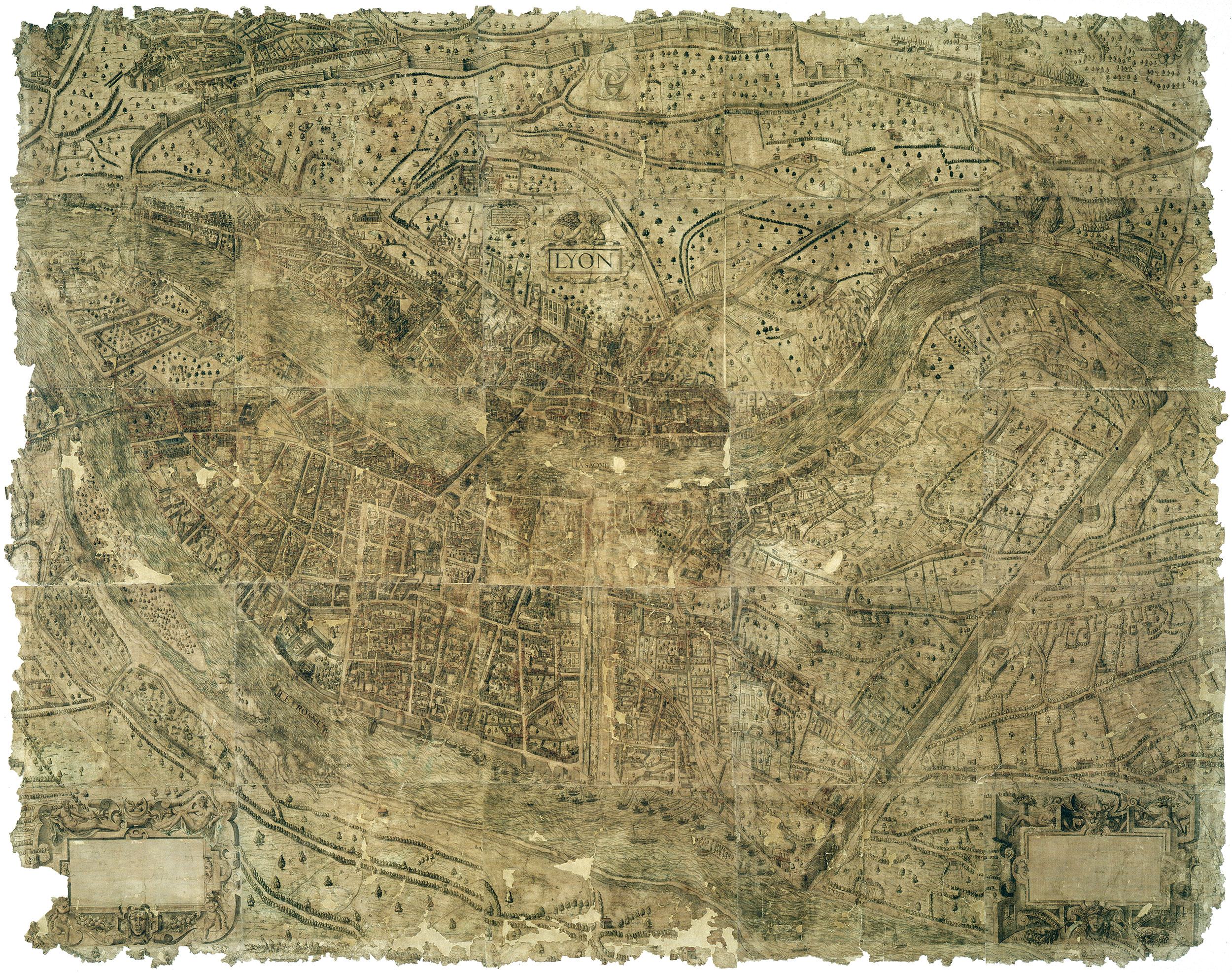 Plan scenographique de Lyon en 1550 - 2SAT/3
