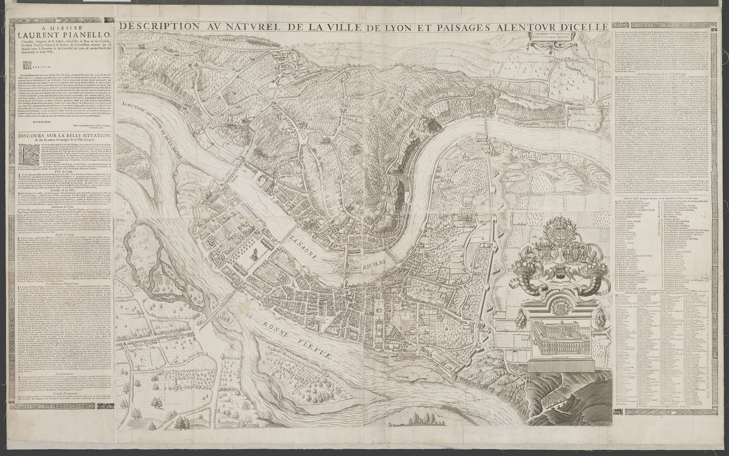 Plan de Lyon dessiné par Maupin en 1659