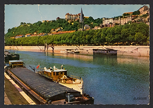 Carte postale de Lyon avec vue sur la Saône et Saint Georges - 4fi12574
