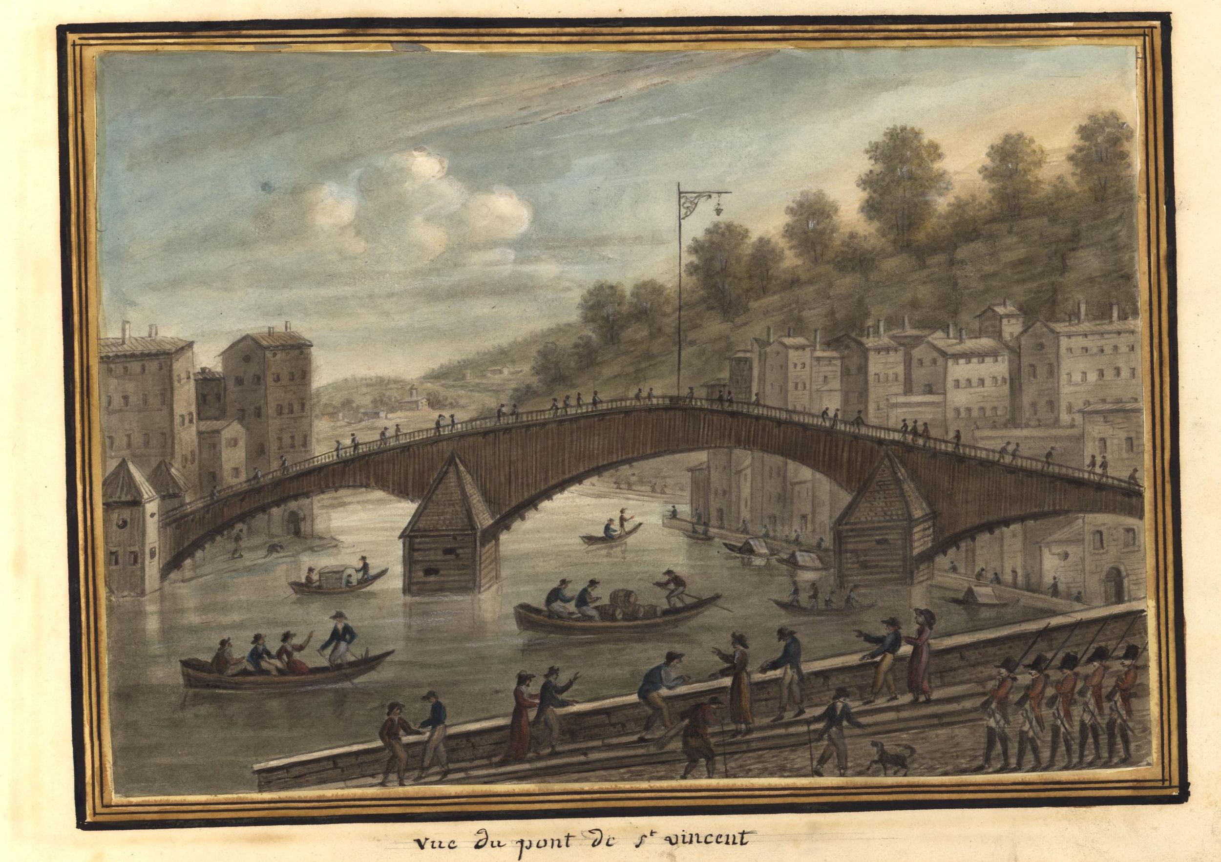 Pont Saint-Vincent : aquarelle couleur par Joseph Fructus (1825,  17FI/53/25)