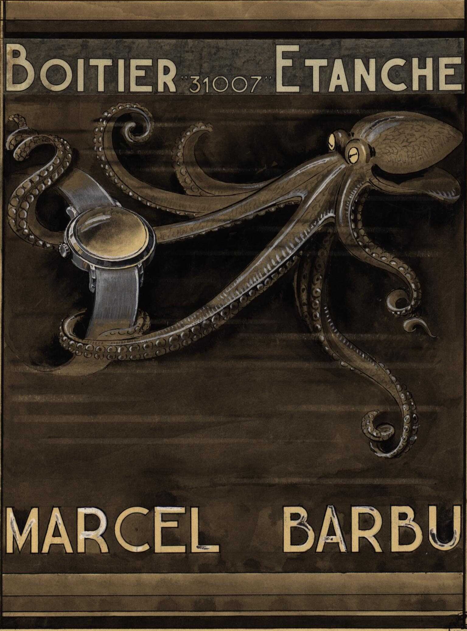 Société de montres étanches Marcel Barbu : affiche publicitaire (1938-1940, cote : 17FI/5)