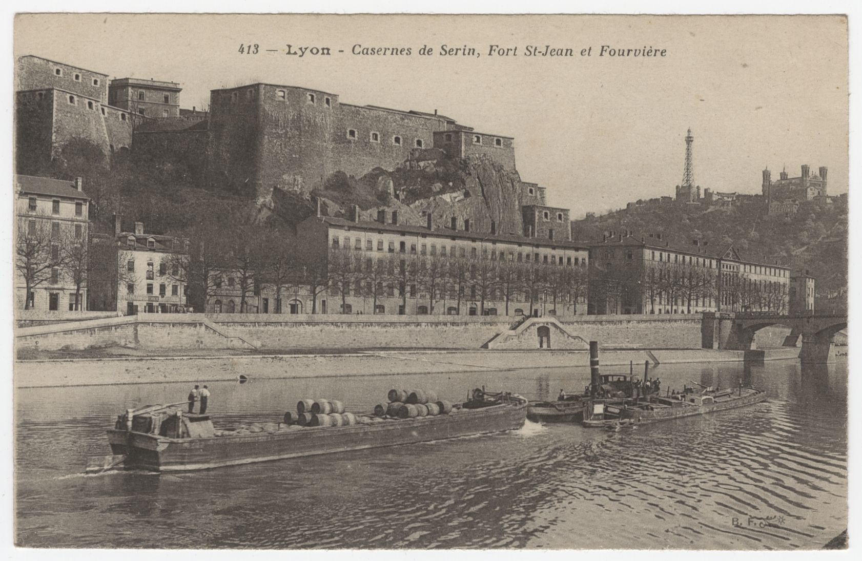 Caserne de Serin, fort Saint-Jean et Fourvière : carte postale (vers 1910, cote : 4FI/3360)