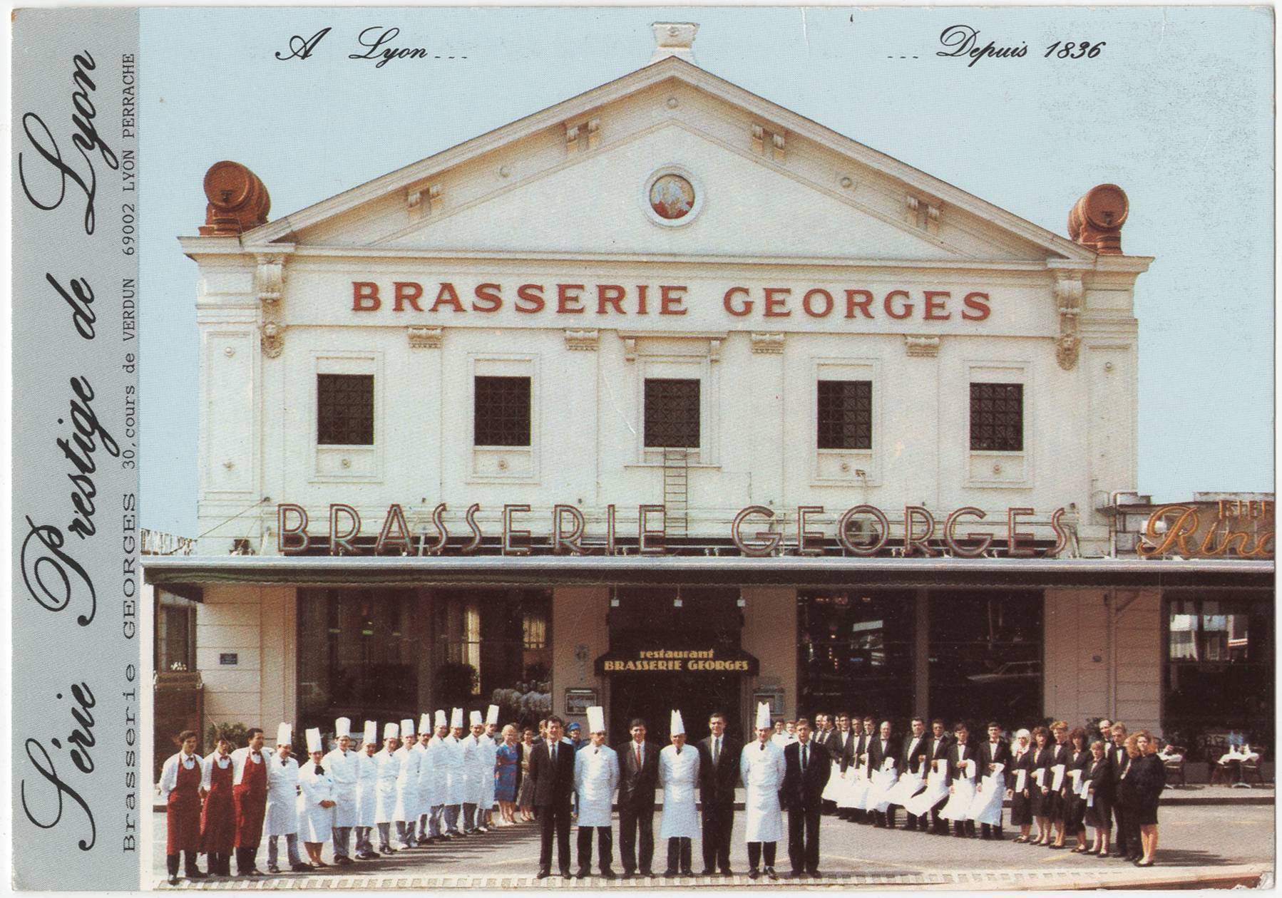 A Lyon - Depuis 1836, brasserie Georges : carte postale couleur (vers 1970, cote : 4FI/12180 usage privé uniquement)
