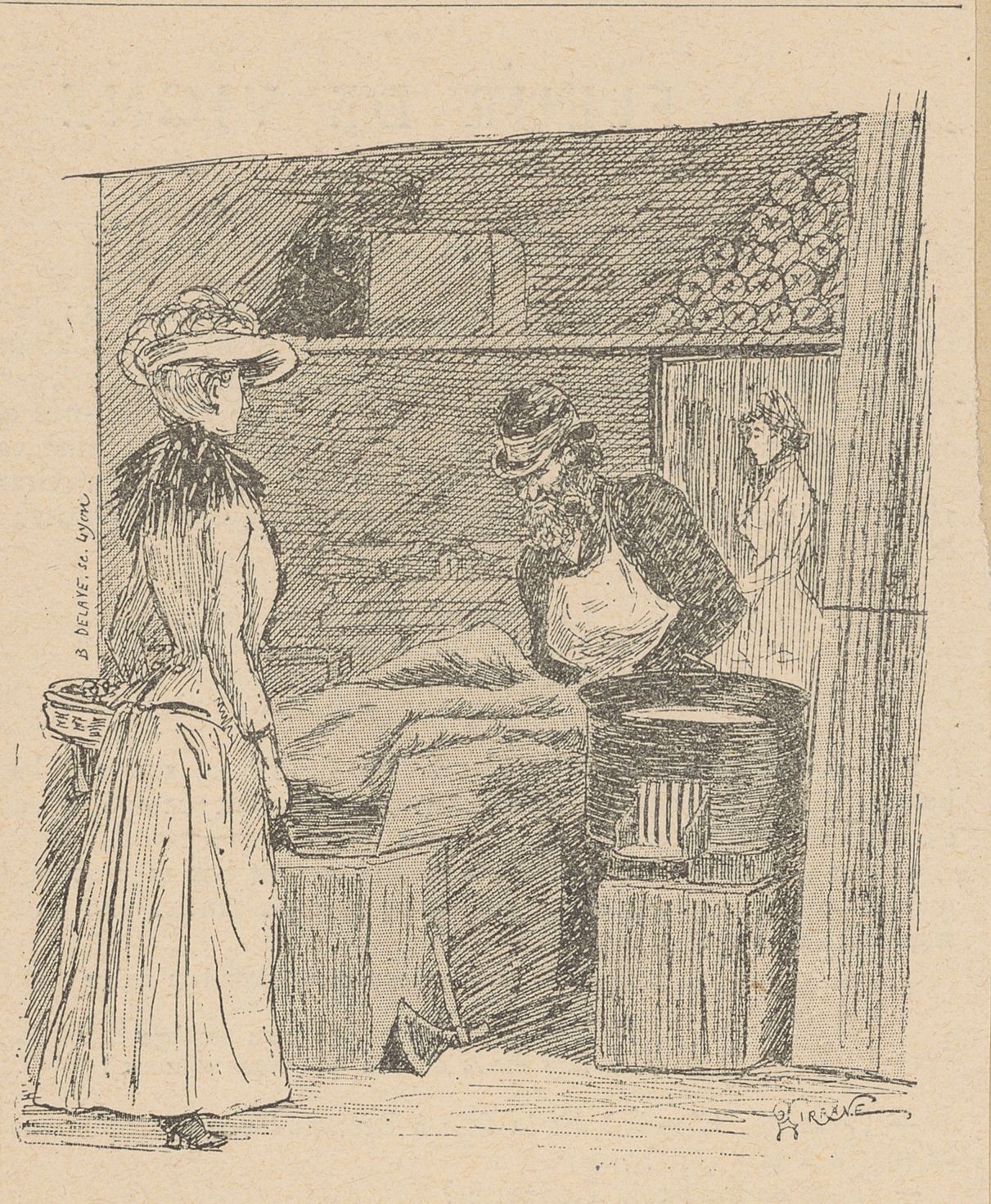 Le père André rue de la Préfecture : typogravure NB par Gustave Garnier (1891-1892, cote : 63FI/13, détail)