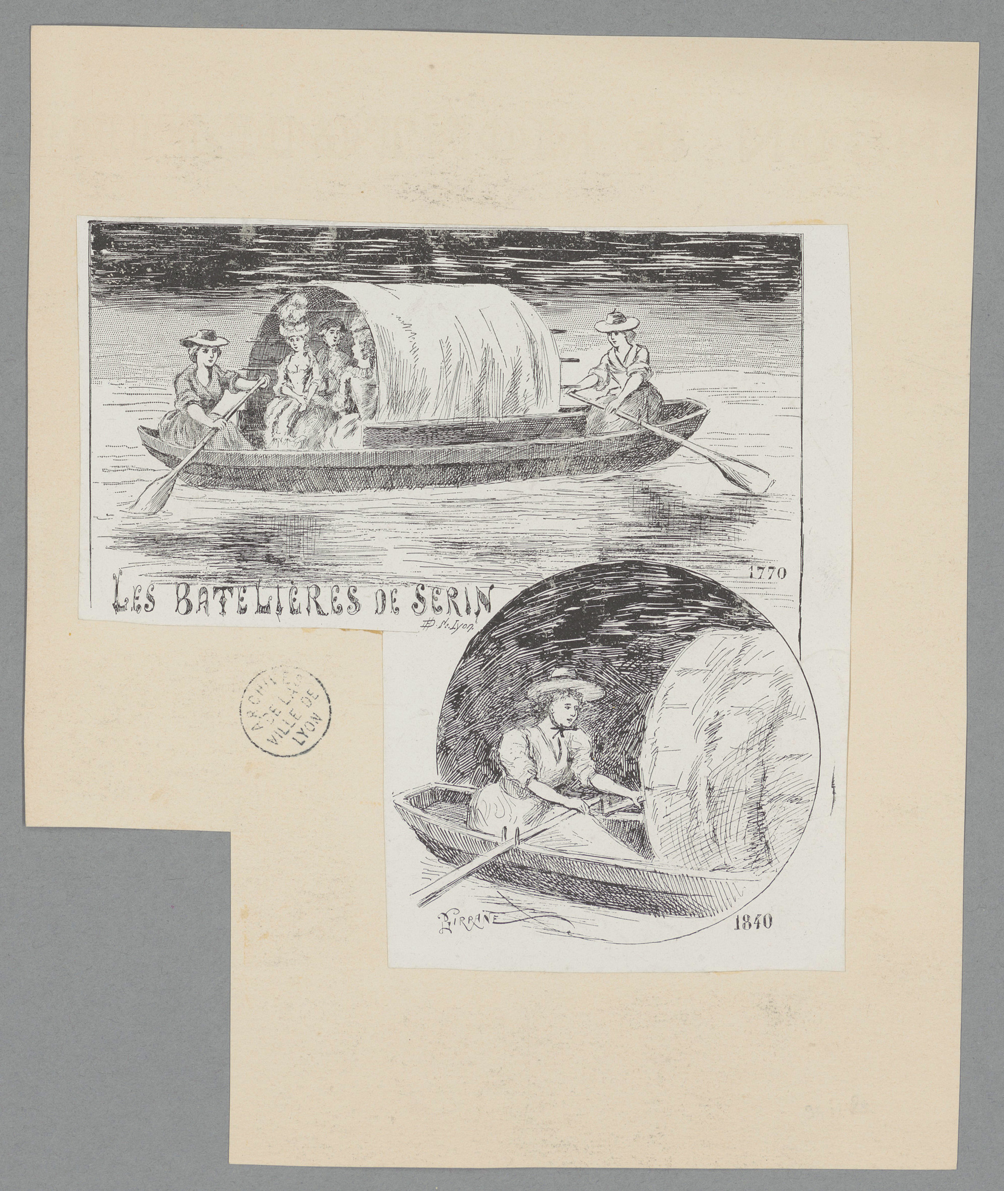 Les batelières de Serin : 1770, 1840 : typogravure de Gustave Garnier (04/08/1895, cote : 63FI/45)