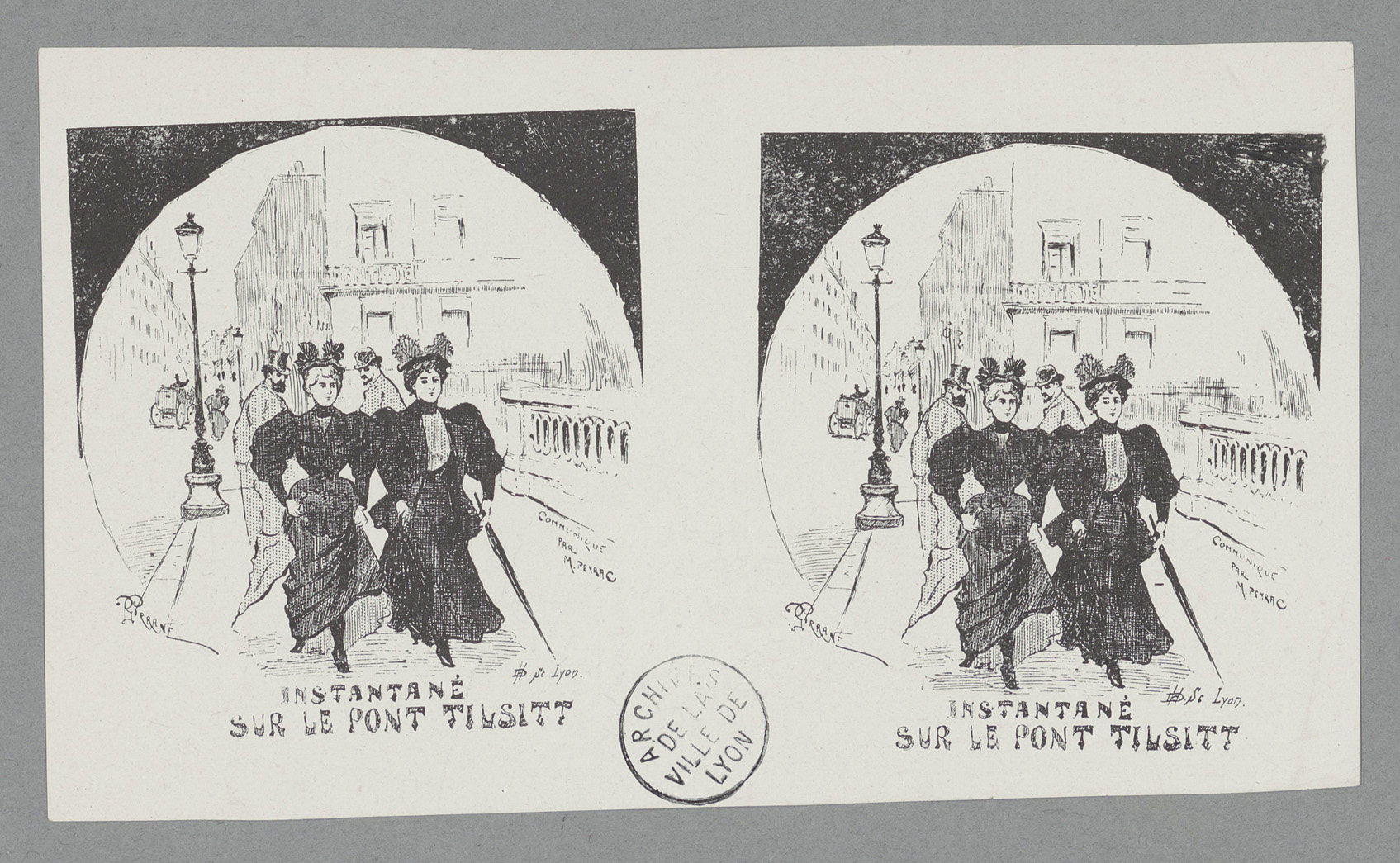 Instantané sur le pont Tislitt (2 exemplaires) : typogravure paru dans Le Progrès Illustré par Gustave Garnier (04/08/1895, cote : 63FI/47)