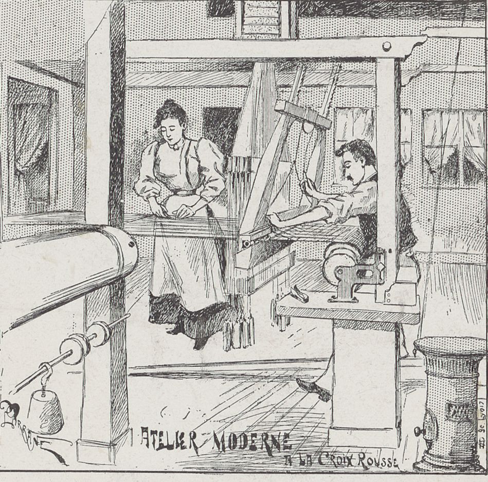 Atelier moderne à la Croix-Rousse : typogravure NB par Gustave Garnier (03/02/1895-24/02/1895, cote : 63FI/225, détail)