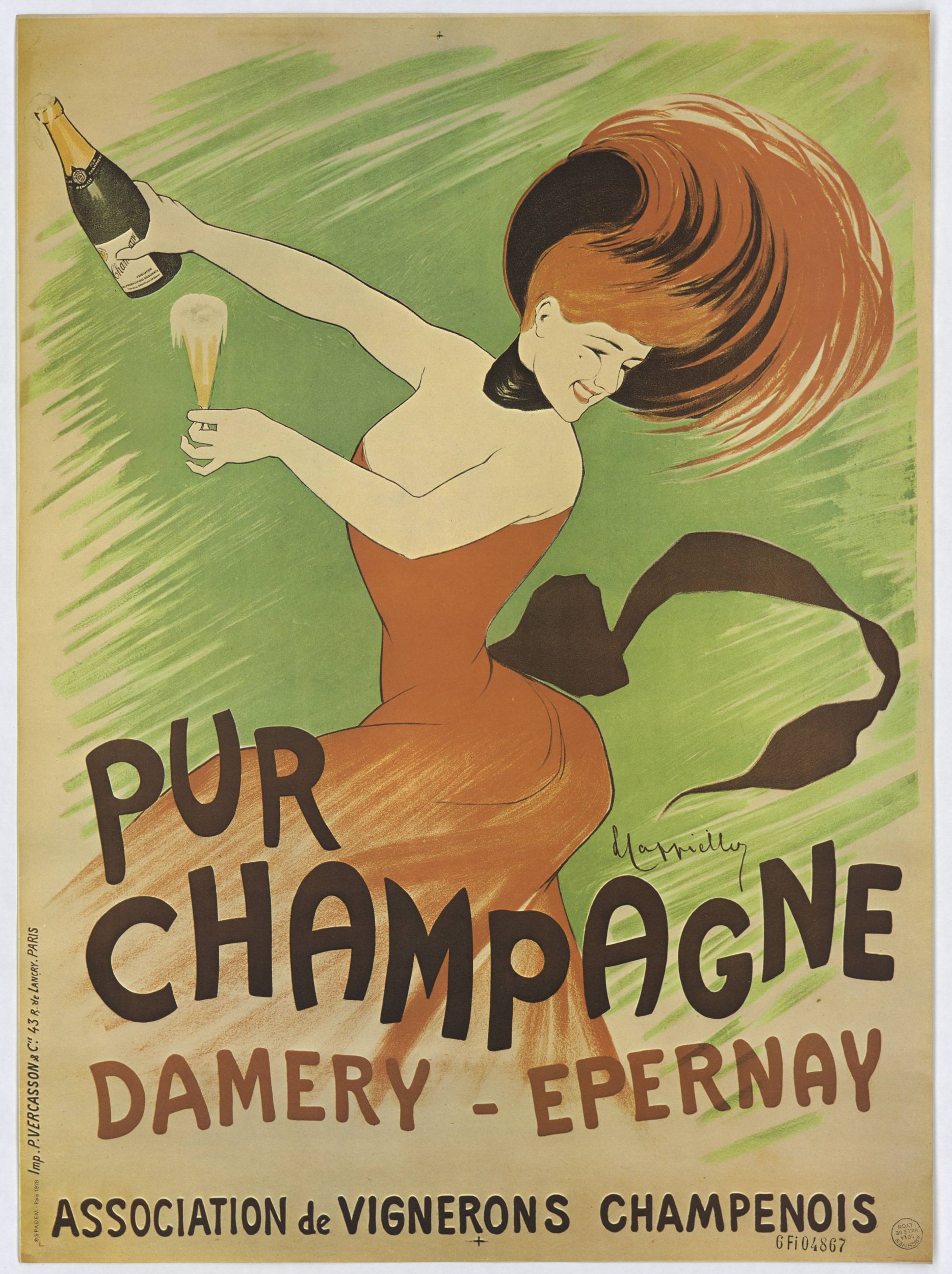Pur champagne Damery Epernay : affiche publicitaire couleur (1902, cote : 6FI/4867)