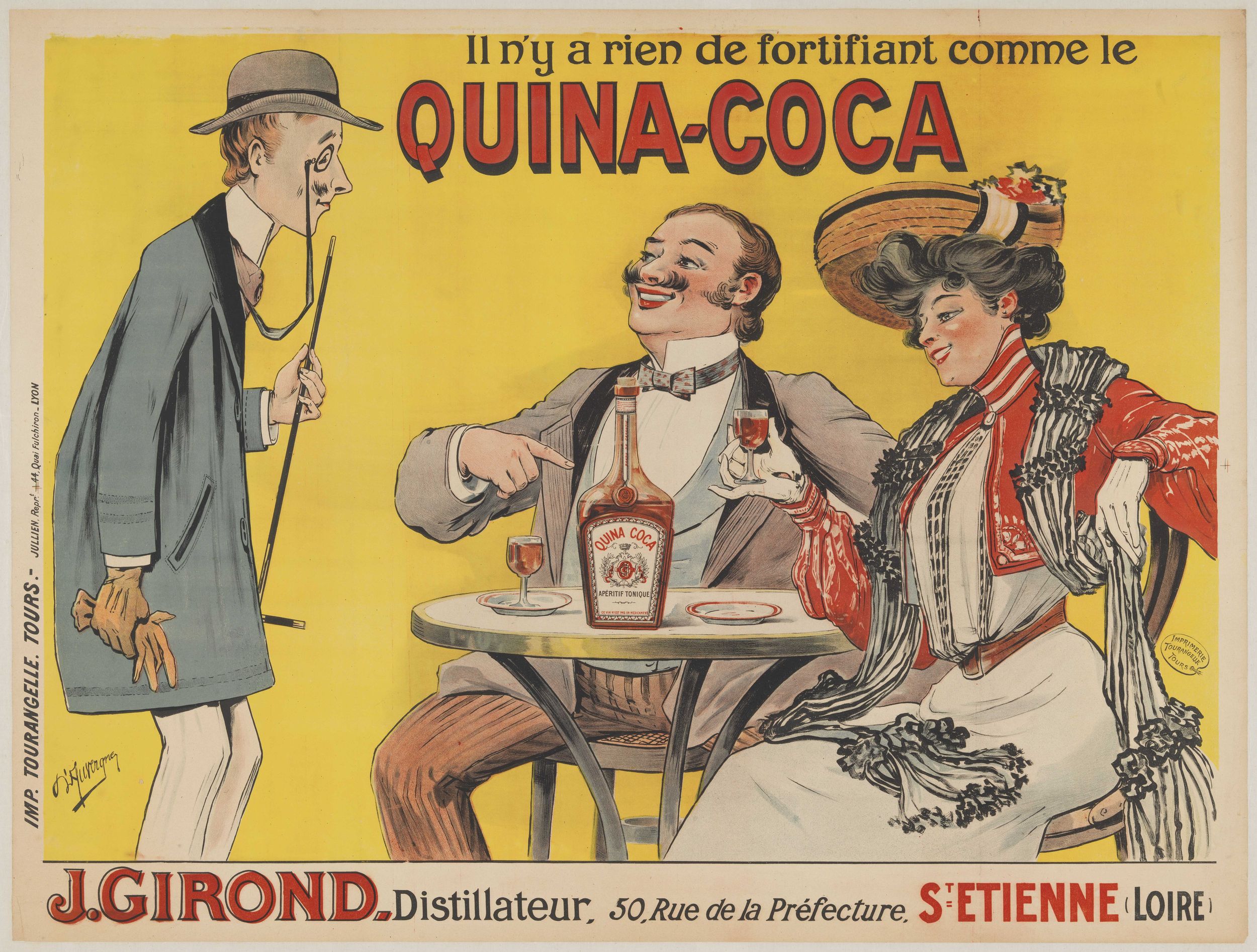 "Il n'y a rien de fortifiant comme le Quina-Coca" : affiche publicitaire couleur très grand format (1900, cote : 7FI/199)