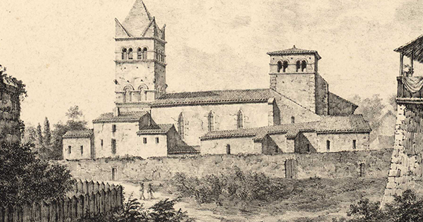 Dessin de l'abbaye d'Ainay en 1820