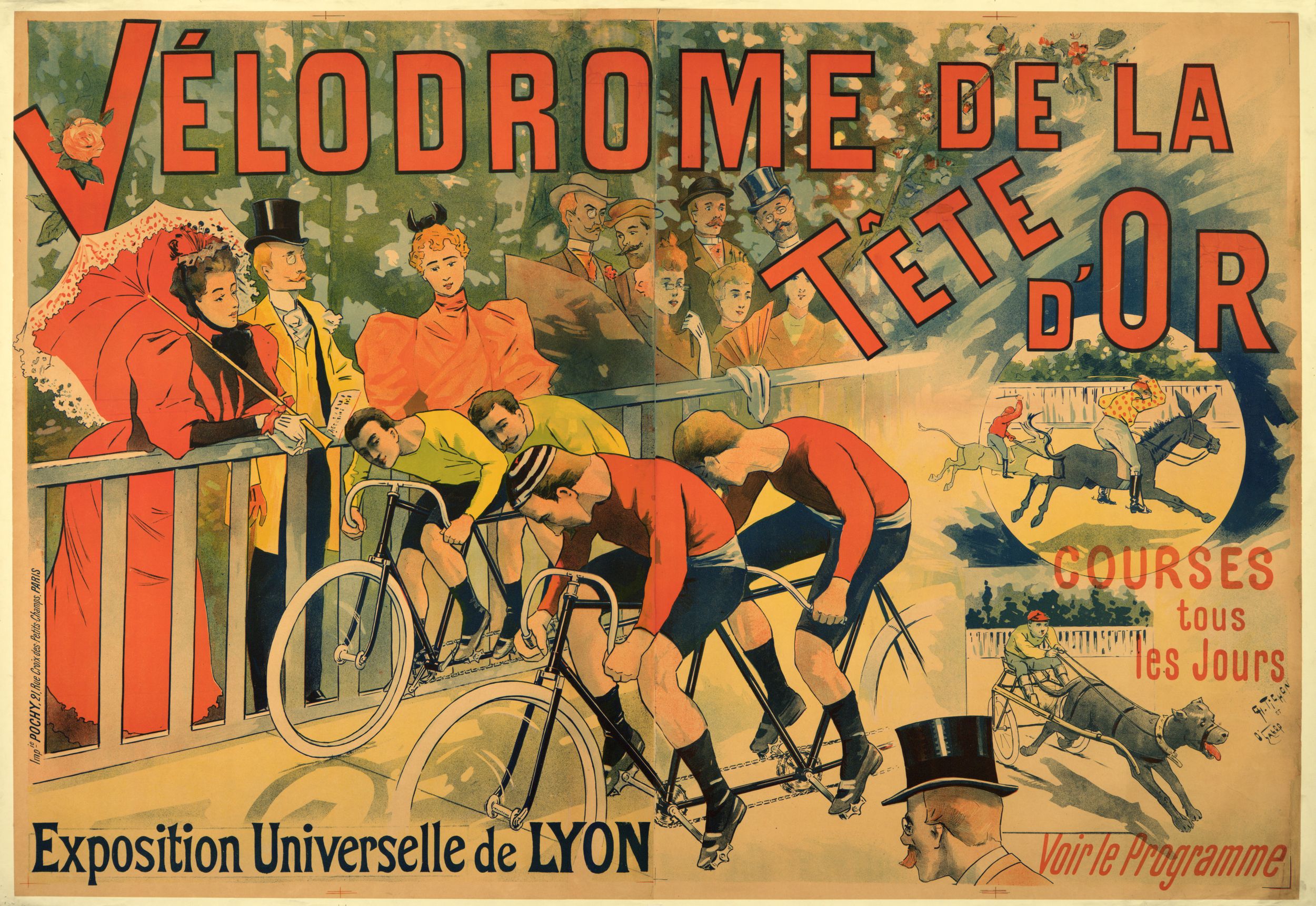 Exposition universelle de Lyon de 1914, vélodrome de la Tête d'Or : affiche couleur C. Tichon ([1914], cote 7FI/3434)