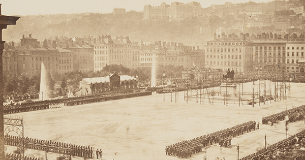 La place Bellecour aménagée pour recevoir l'Empereur en 1860