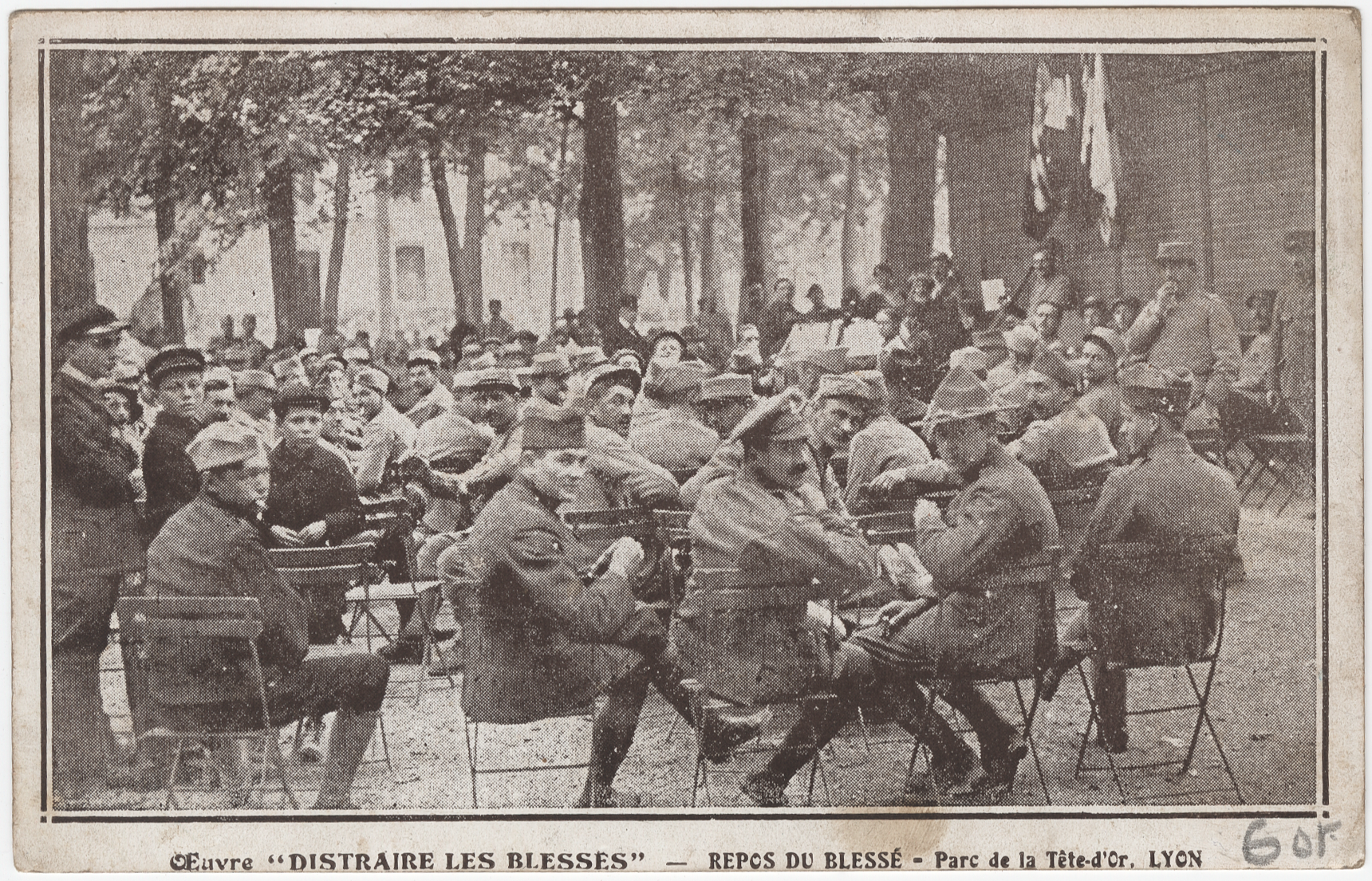 Oeuvre "Distraire les blessés" Repos du blessé, parc de la Tête d'Or (1914-1918) -  4FI/11382