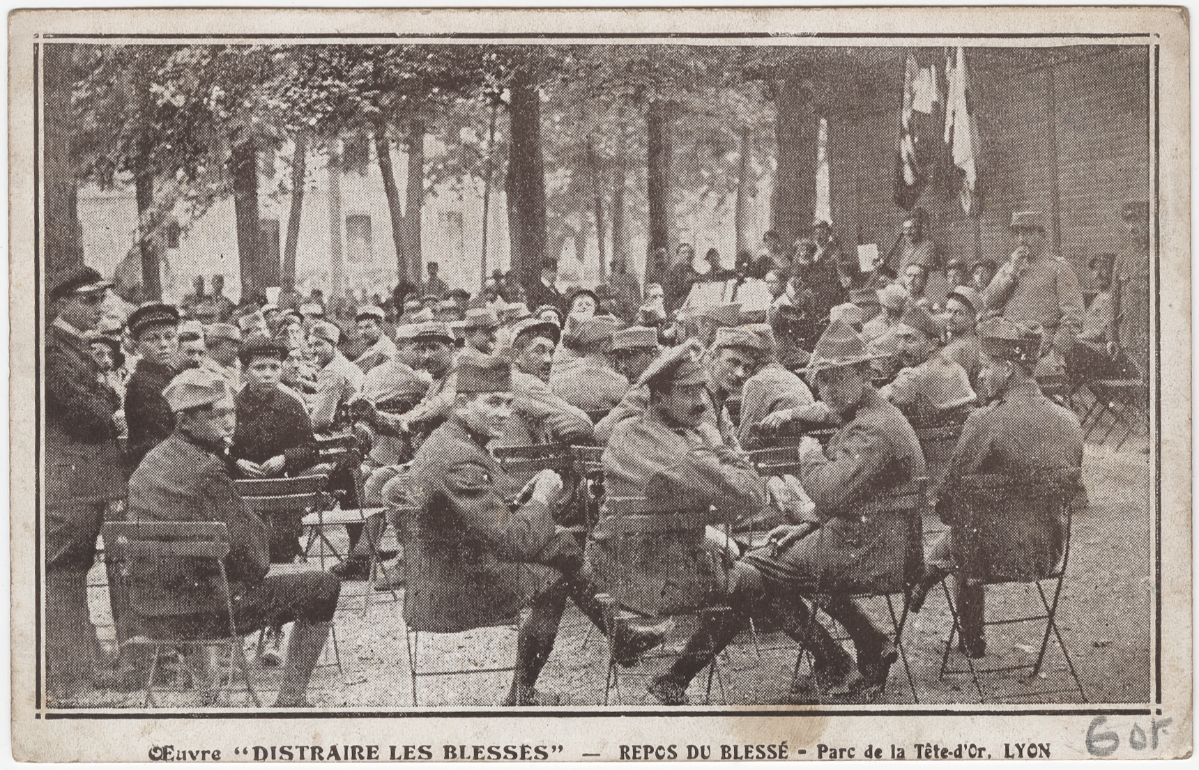 Oeuvre "Distraire les blessés" Repos du blessé, parc de la Tête d'Or (1914-1918) - 4FI/11382
