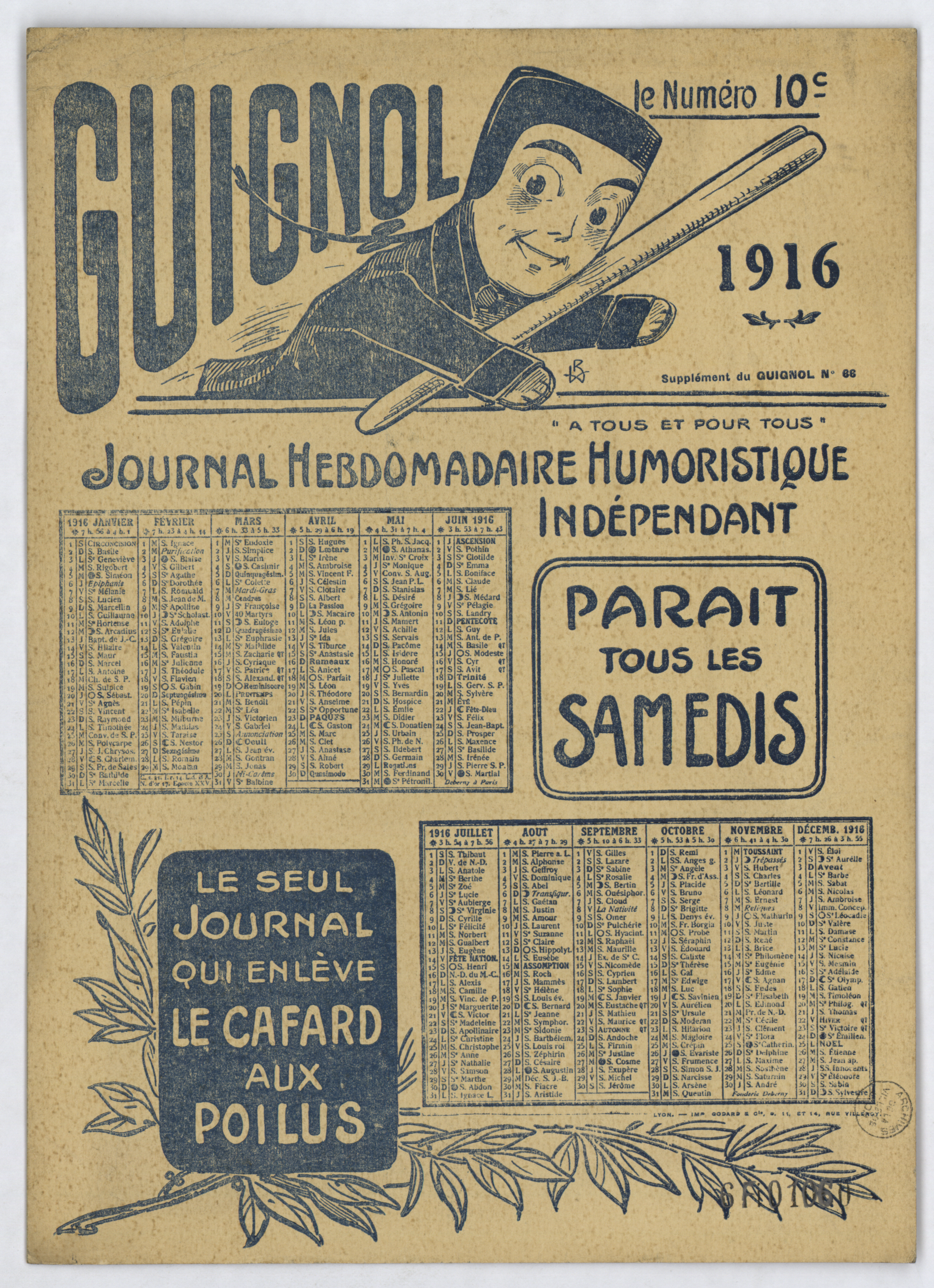 Guignol, journal hebdomadaire humoristique indépendant. Supplément du Guignol n°66, 1916 - 6fI/1060