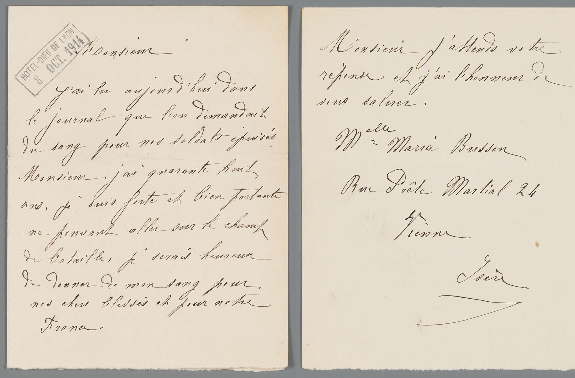 Lettre de Maria Busson - 8 octobre 1914 - HCL/AC/1LP/1117