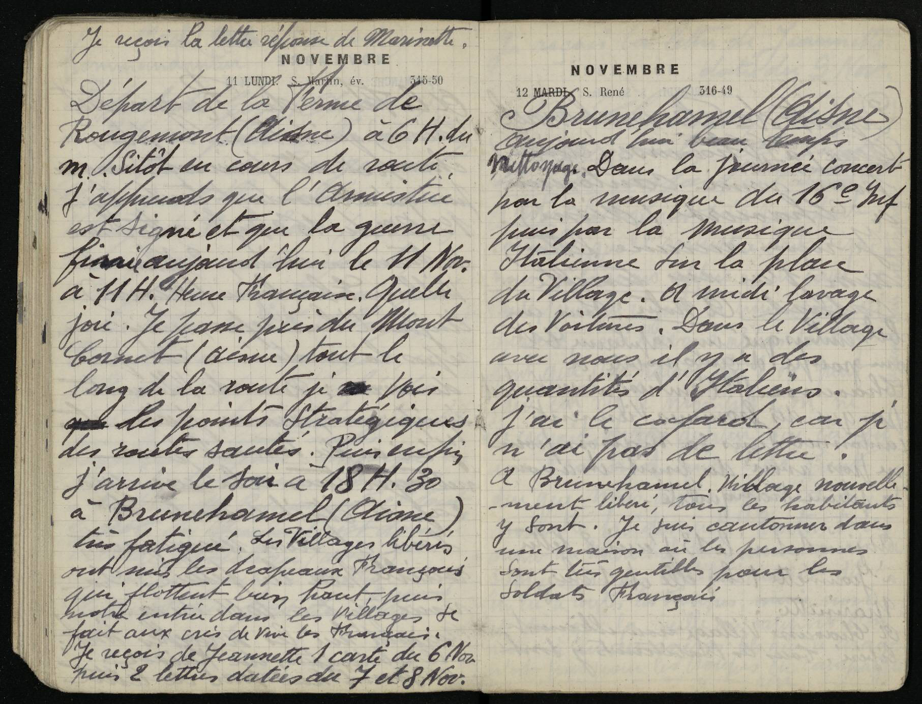 Carnet de Louis Boyer, 11 novembre 1918 - HCL/HD/1Z/1/12/024