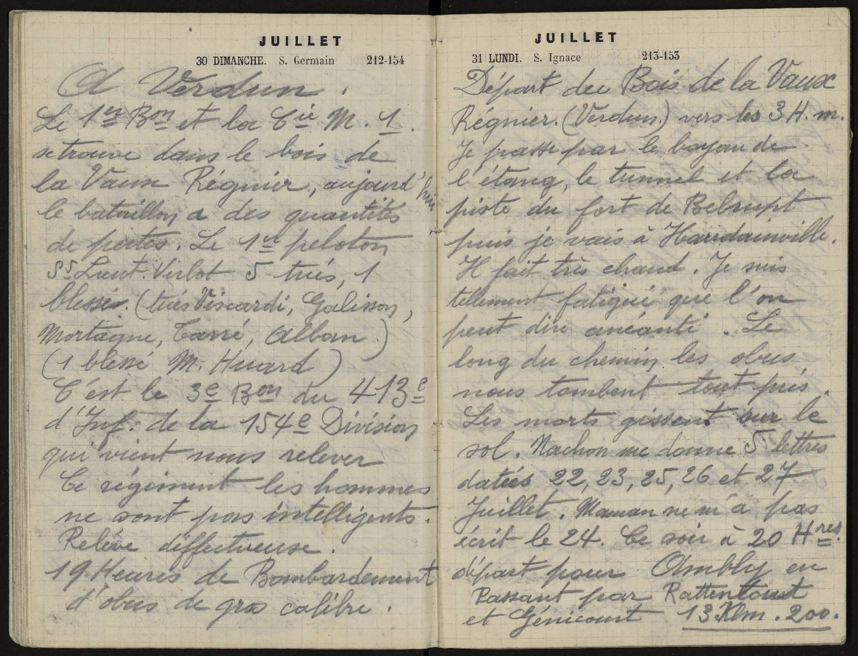 Carnet de Louis Boyer, 31 juillet 1916 - HD/1/Z1/1/18