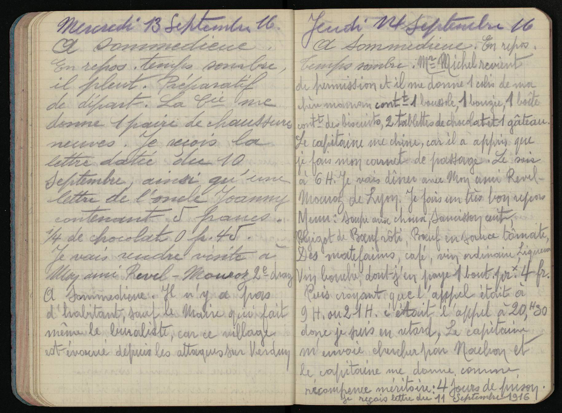 Carnet de Louis Boyer, 14 septembre 1916 - HCL/HD/1Z/1/2/26
