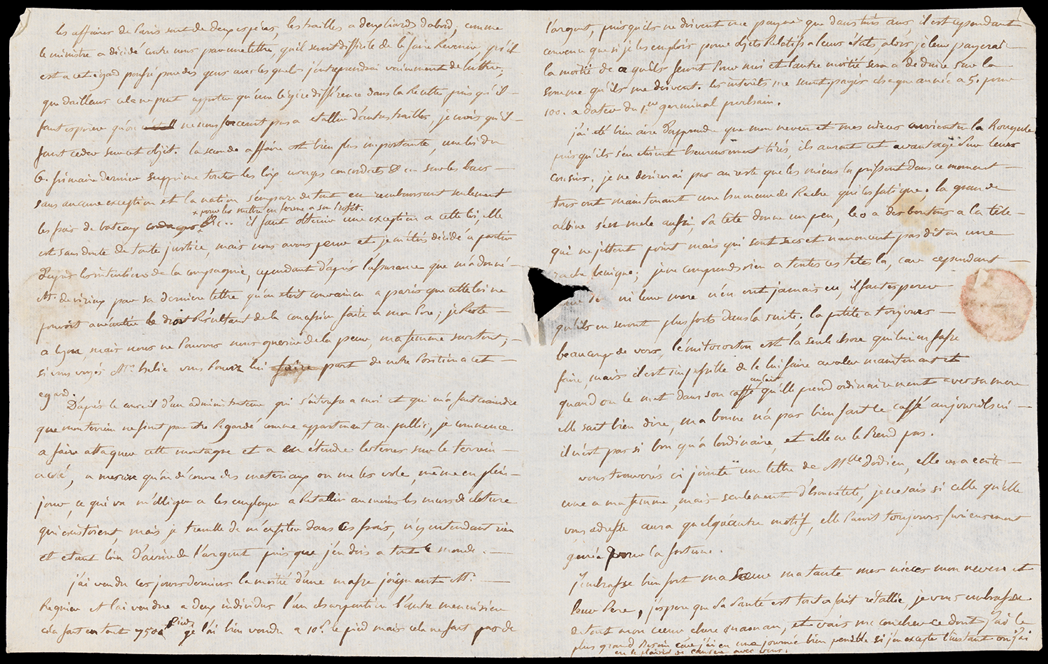 Les lettres n’étaient pas, comme aujourd’hui, glissées dans des enveloppes. L’adresse était directement inscrite sur le recto. Pour la fermer, un sceau en cire rouge - 14II 35