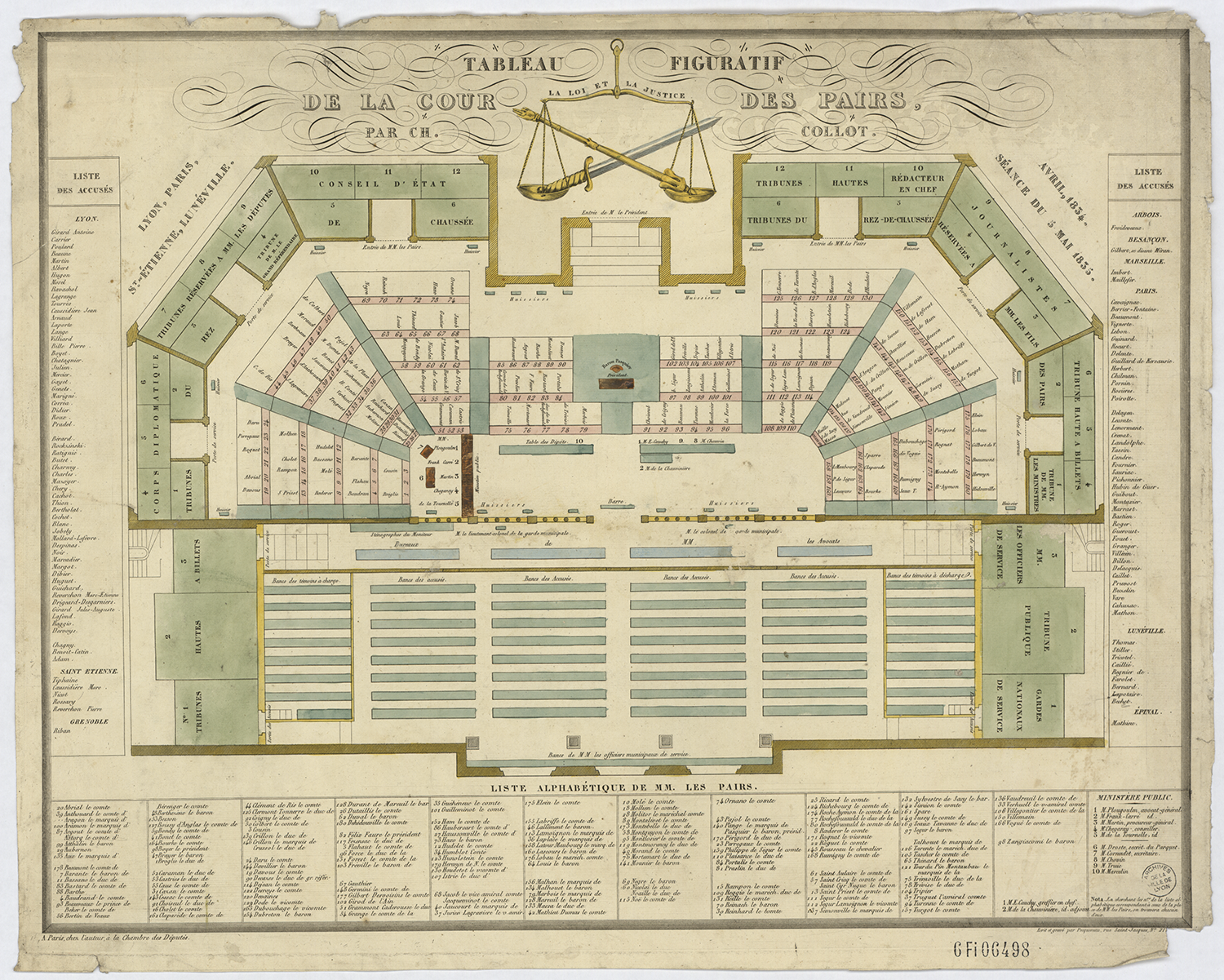 Tableau figuratif de la cour des pairs, 1835 (AML, 6FI/6498).