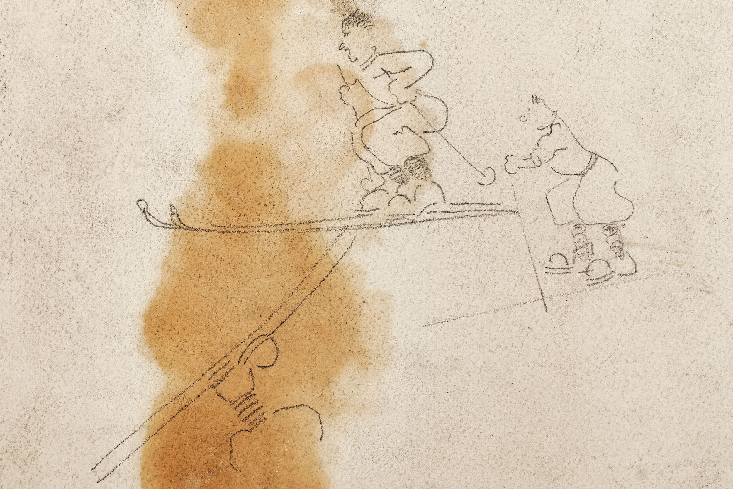 Skieurs : dessin au crayon de Michel Pionchon (entre 1934 et 1942, cote 68FI/46)