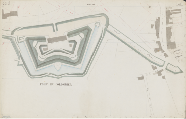 Plan partiel de la Ville de Lyon; Fort du Colombier, Boulevard d'enceinte, cimetière de la Madeleine ; Levé et dessiné par DIGNOSCYO, père et fils Archives municipales de Lyon, AC/2/NP/808