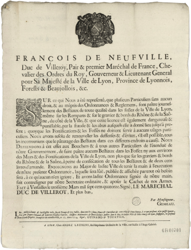 Interdiction de faire paître des bestiaux dans les fossés et sur les remparts de la ville