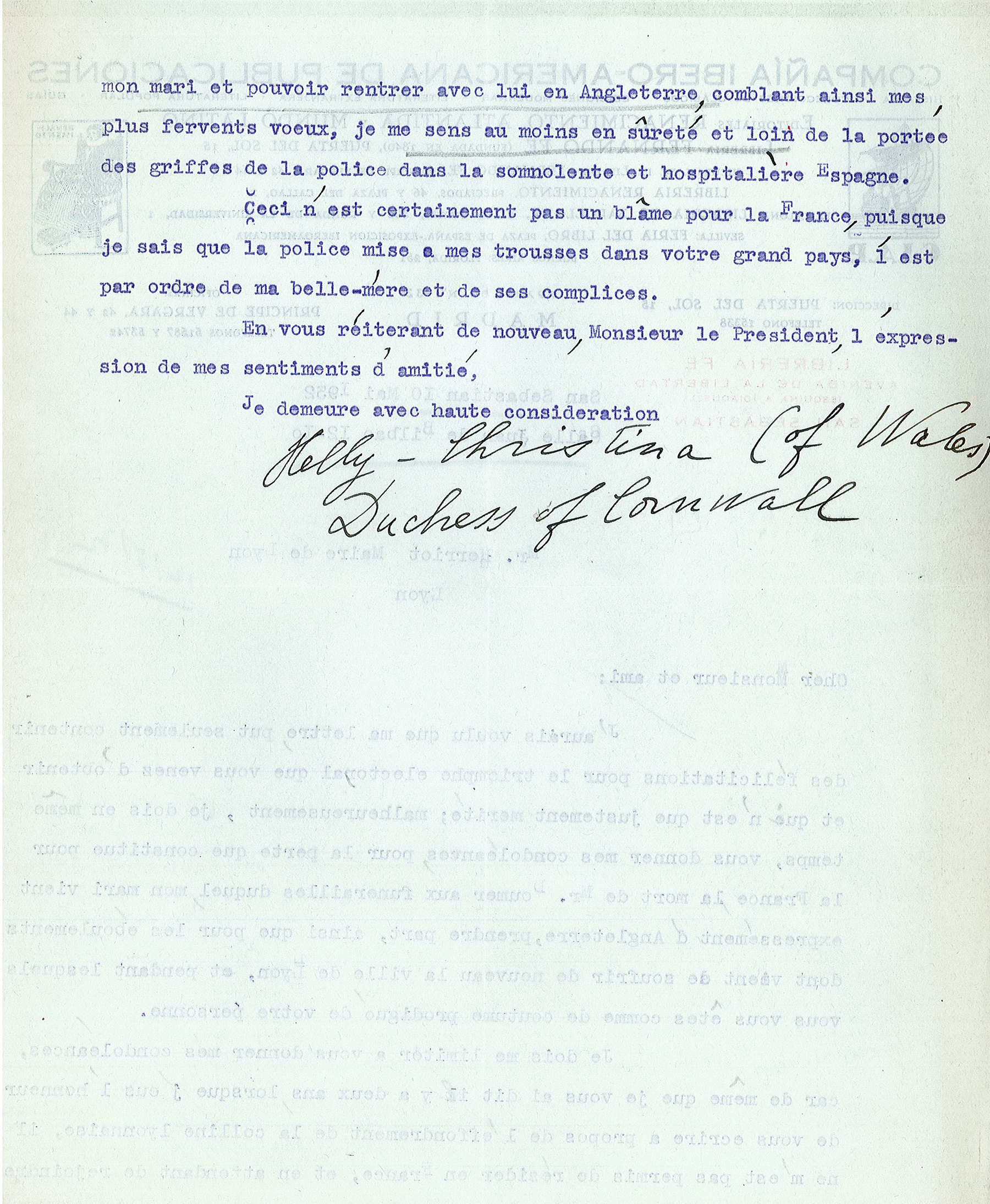 Verso de la lettre - 647WP/12