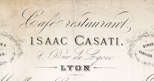 En-tête d'une facture du café Casati à Lyon en 1881 - 773wp/1