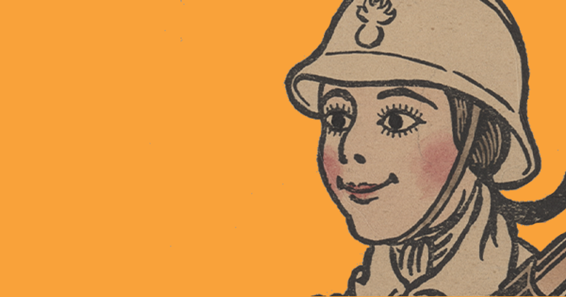 Dessin de Guignol en soldat de la 1ère Guerre mondiale