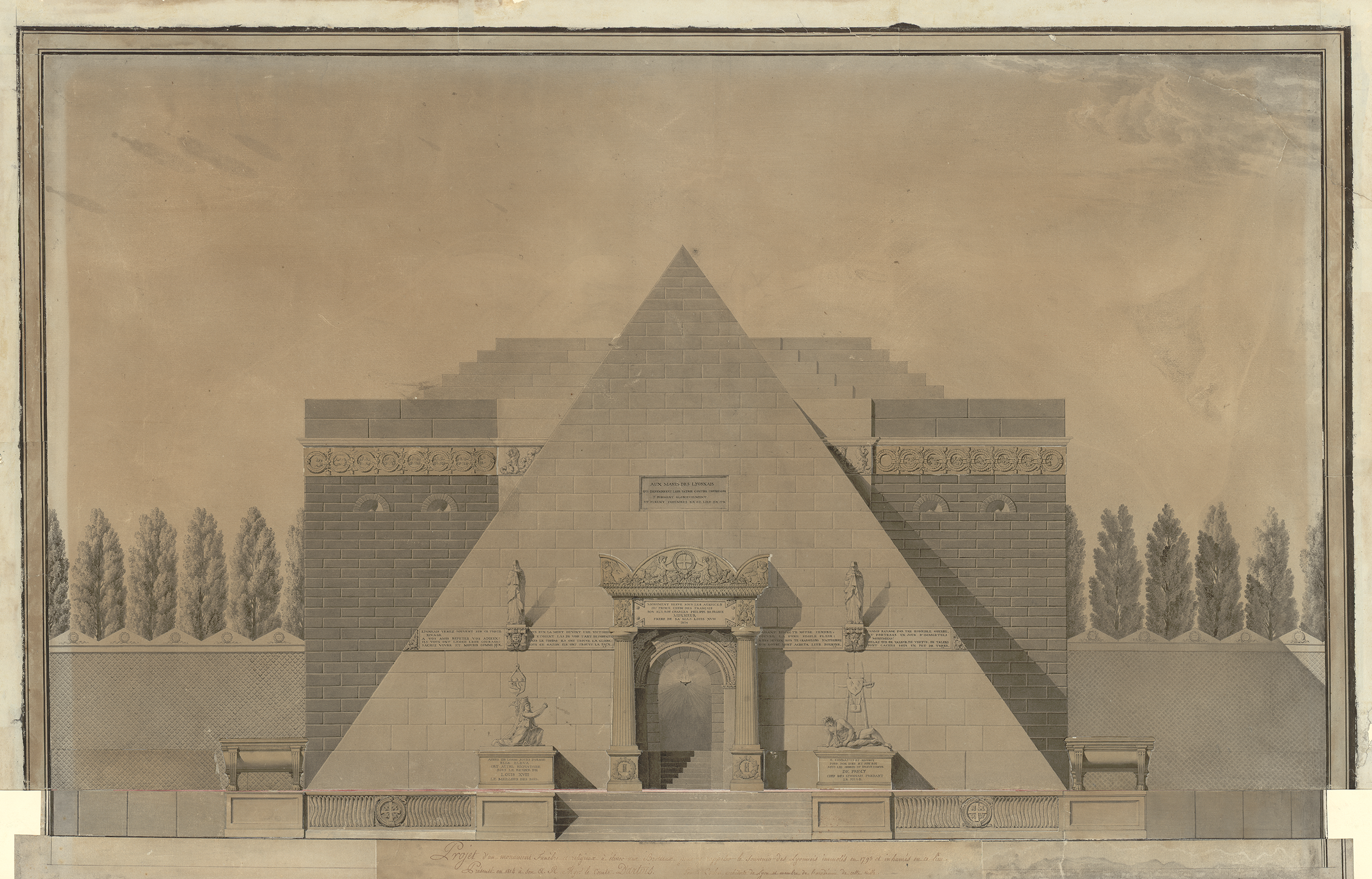 Détail d'un projet d'un monument funèbre aux Brotteaux, 1814-1819 - 2S947