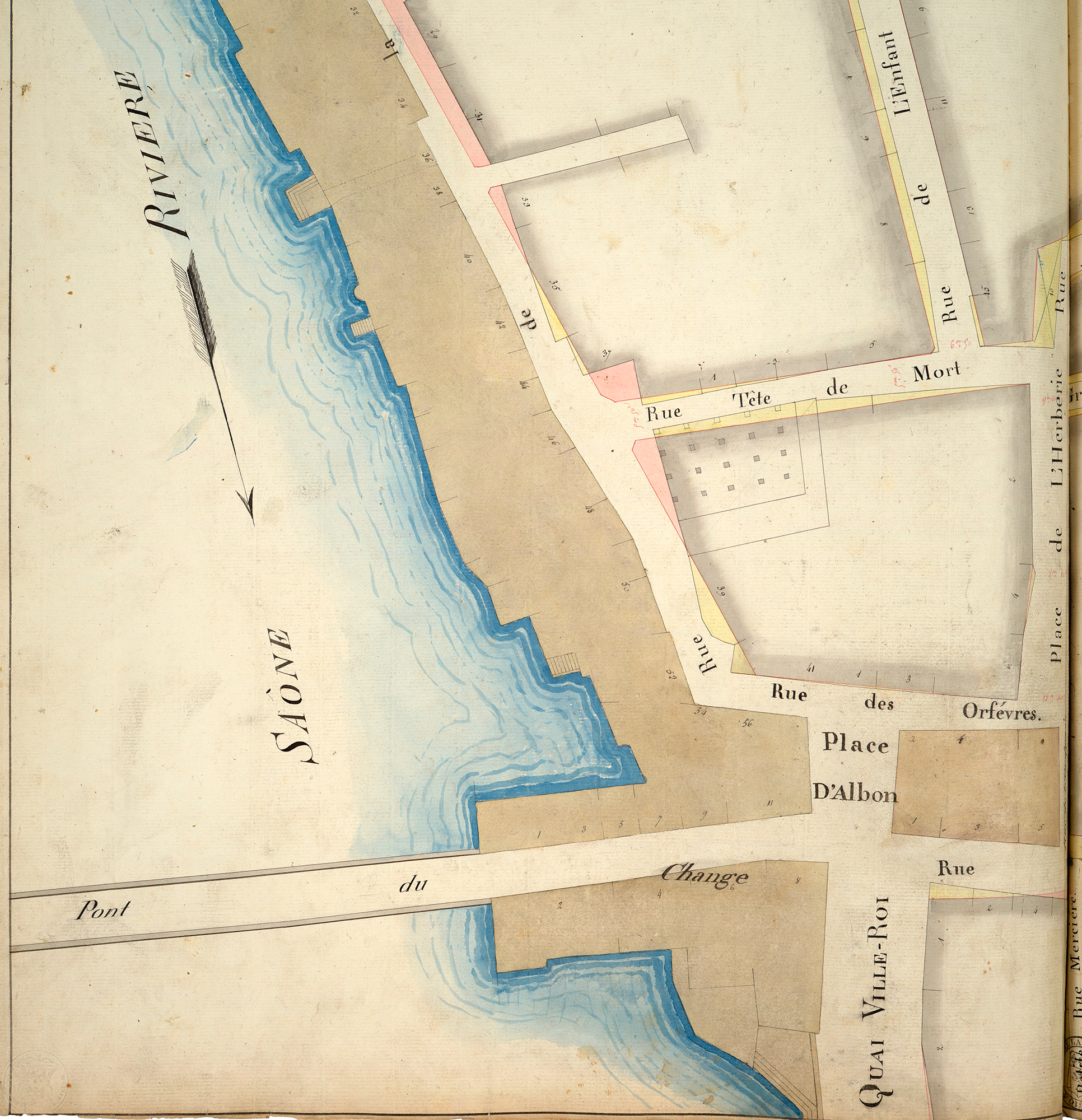Détail sur le pont du change du plan géométral de la ville de Lyon, dressé en exécution - 1677 2SAT/8
