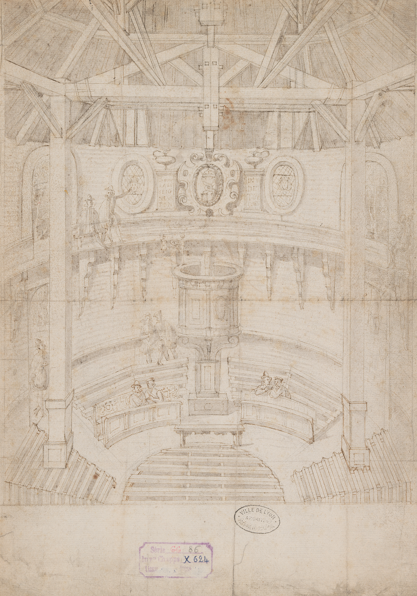 Esquisse d'un temple protestant à Lyon - 1563-1567  3GG/86