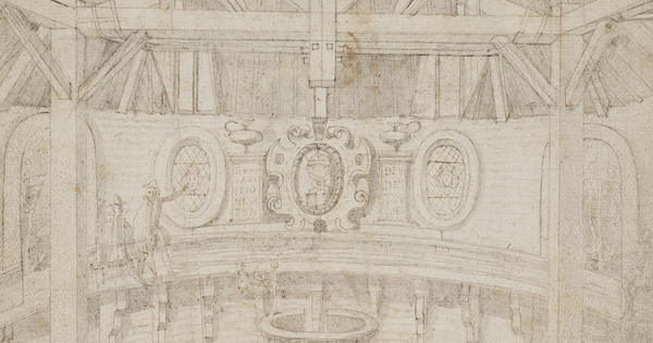 Détail d'un dessin de temple protestant à Lyon - 1563-1567  3GG/86